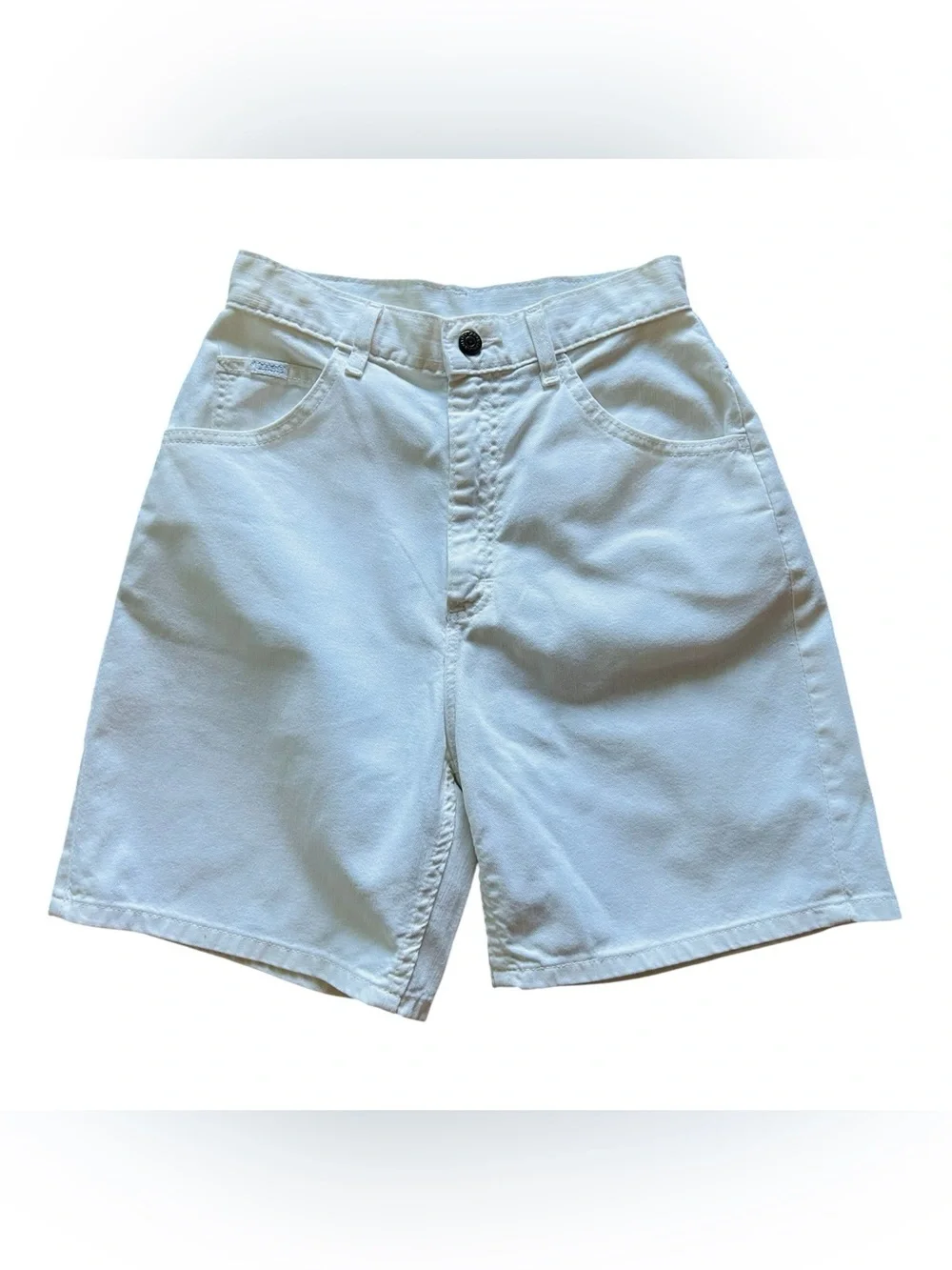 Vtg 80s 90s LEE White High Rise Denim Jean Mom Shorts Sz 6 Small Boho Summer